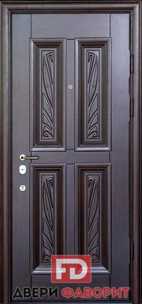 металлическая дверь, отделка массив дерева снаружи, цинкогрунт внутри