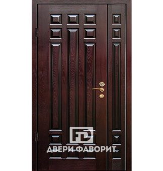 Стальная двустворчатая дверь с массивом дерева и МДФ